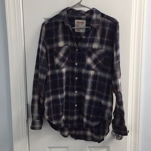 Mossimo Blue Plaid Button-down Top